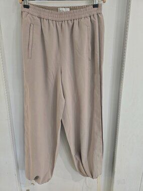 Aritzia Babaton 101 Dexter Jogger Pants Beige Tapered Relaxed Fit Size Small